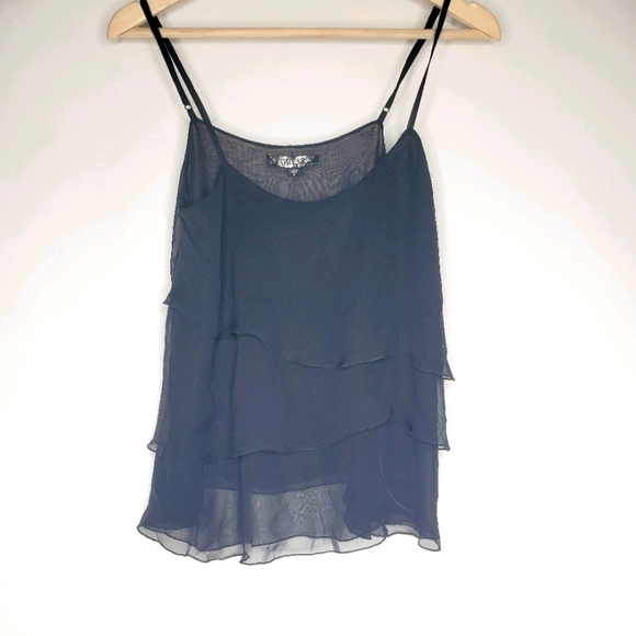 Guess Size Medium Layered Cami Tank Top Black New - Picture 1 of 6